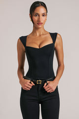 Sweetheart-Neck Bodysuit in Black