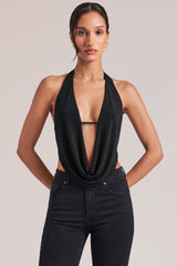 Draped Cowl Top in Black