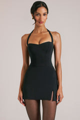 Longline Halterneck Top  in Black