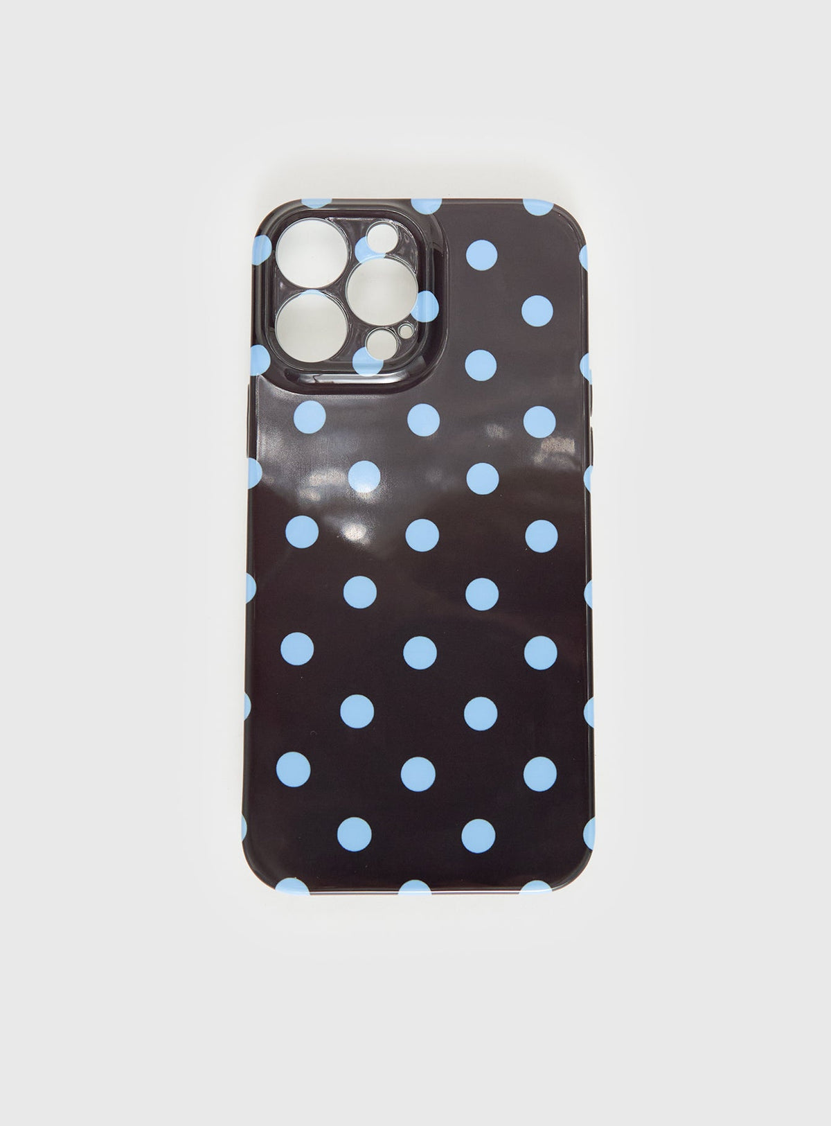 Ferrera iPhone Case Dark Brown / Blue Polka