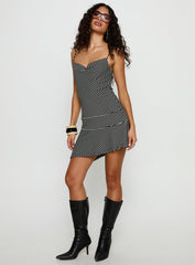 Laurela Asymmetrical Mini Dress Black / White Stripe