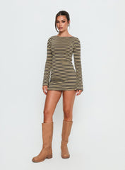 Bryanna Long Sleeve Mini Dress Yellow / Navy