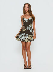 Jaye Mini Dress Brown / Blue Floral