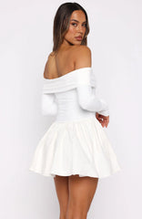 Big Reveal Long Sleeve Mini Dress Off White