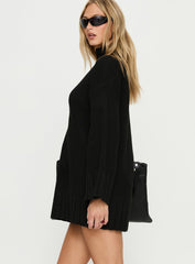 Tarin Long Sleeve Knit Mini Dress Black