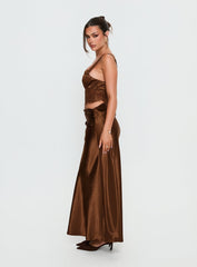 Fayfe Lace Maxi Dress Chocolate