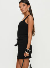 Jackelyn Bonded Buckle Mini Dress Black
