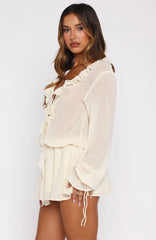 Eternal Energy Long Sleeve Mini Dress Cream