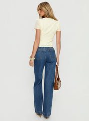 Goldie High Rise Wide Leg Jeans Mid Blue Wash