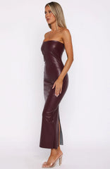 Love Is Gone PU Maxi Dress Deep Plum
