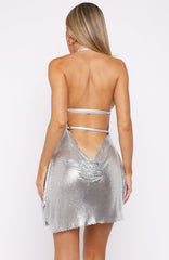 Phantom Touch Metal Mesh Mini Dress Silver