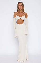 To The Beach Long Sleeve Maxi Dress Cream