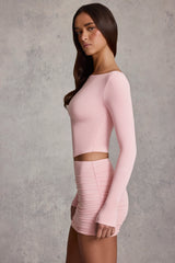 Modal Ruched Mid-Rise Mini Skirt in Pink